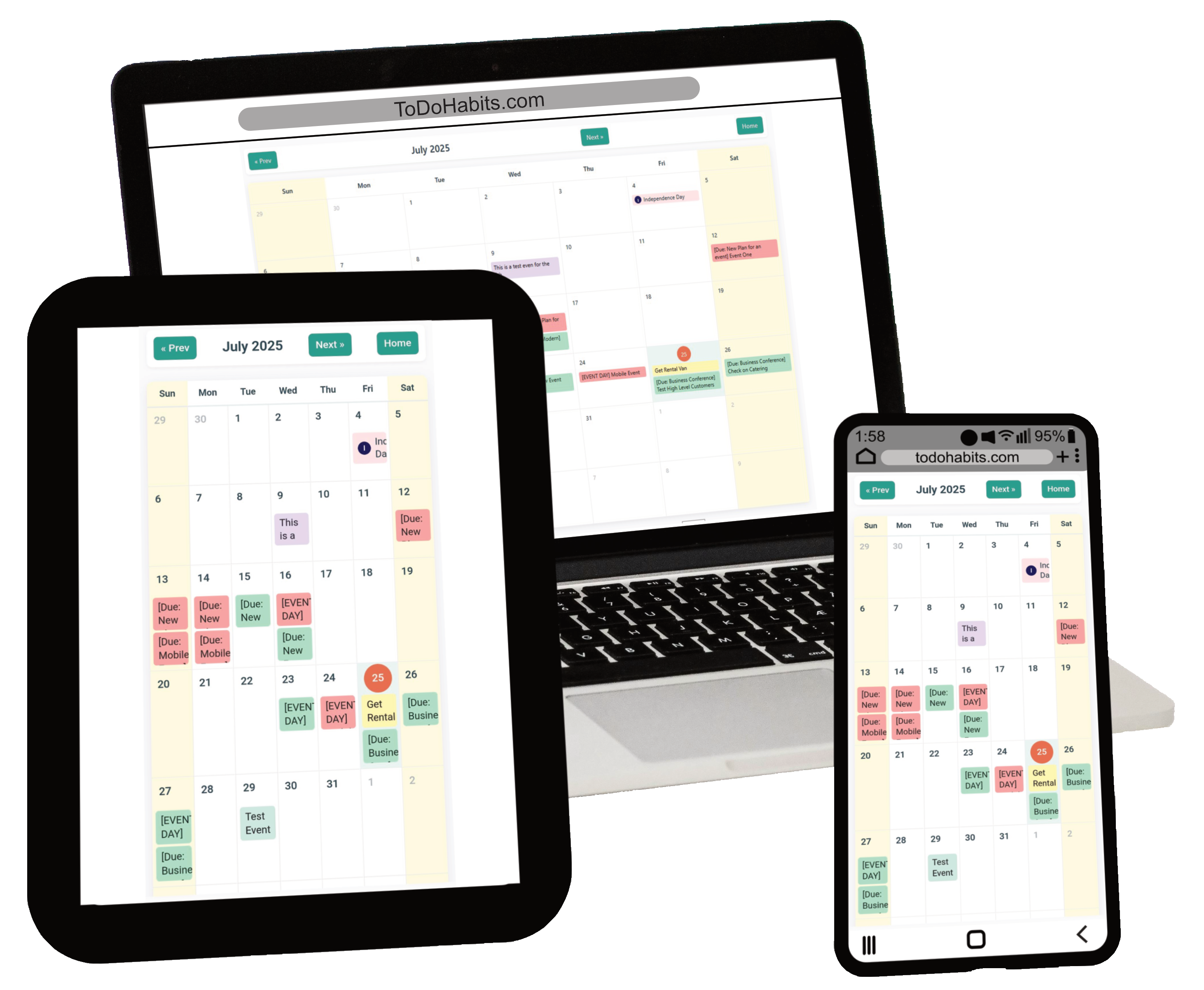 Integrated Calendar with Recursive events and holidays