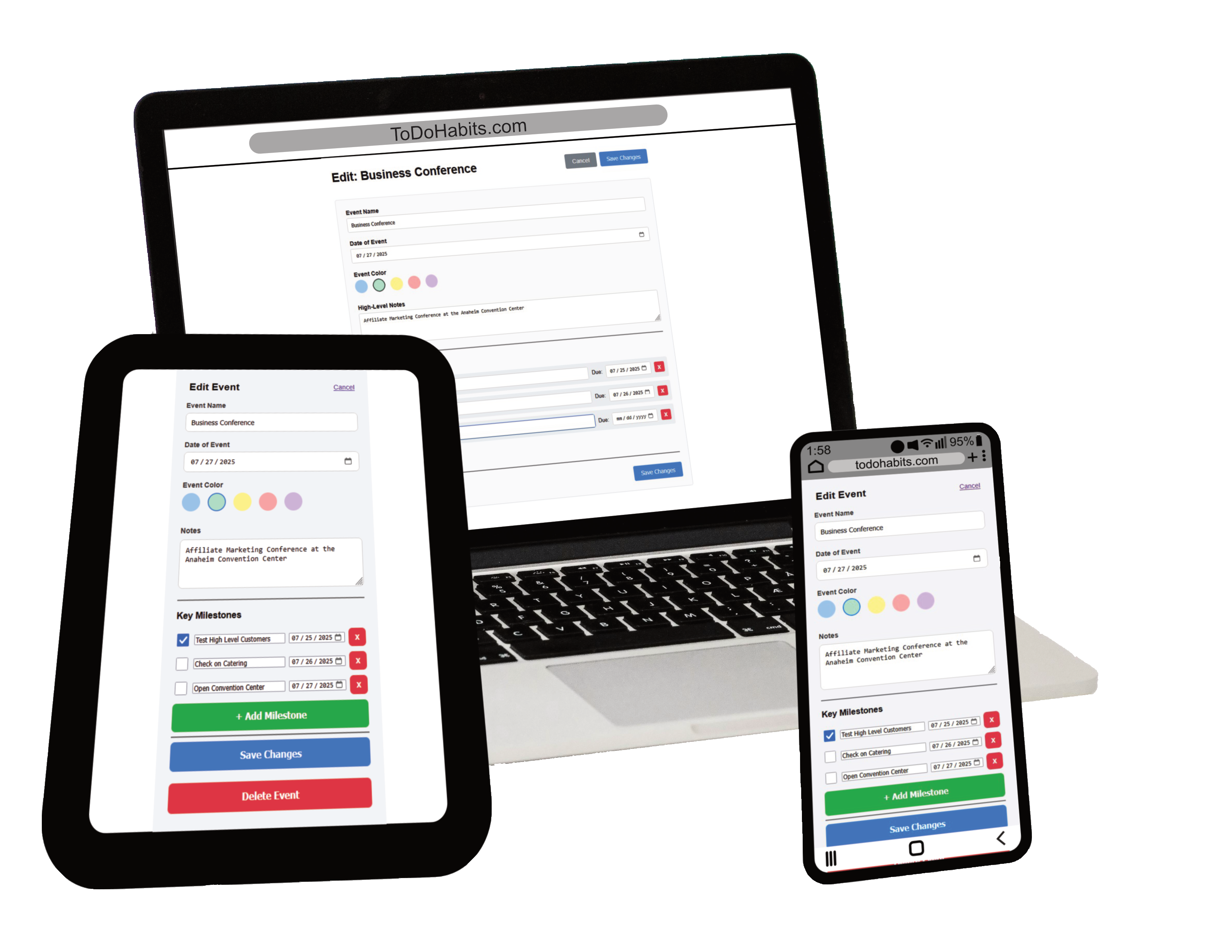 Screenshot of adding a project or task in TodoHabits